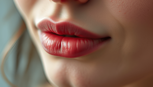 a closeup image of chapped lips of a girl