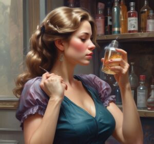 A girl chossing perfume to wear